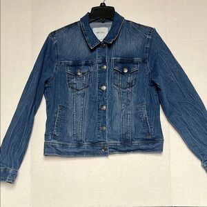 Nine West Denim Jacket Women's Jacket Krinkle Look Size Large